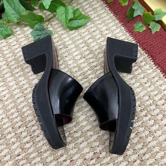 STAUD Amber Leather Slide Platform Sandals in Black RU 38 / US 8 - Picture 8 of 9